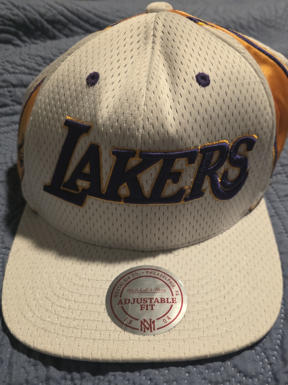 Mitchell & Ness Los Angeles Lakers White & Purple Adjustable Snapback Hat